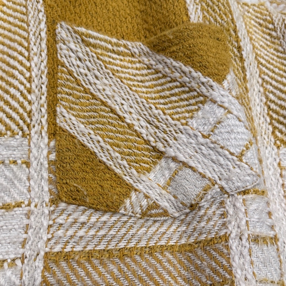 white birch Mustard and Cream Plaid Varsity Jacket - Picture 3 of 5